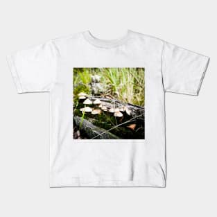 Photography - Mushroom on wood log Kids T-Shirt